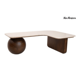 Stolik kawowy Osaka 100 – marmur i drewno mango | Ideal Meble