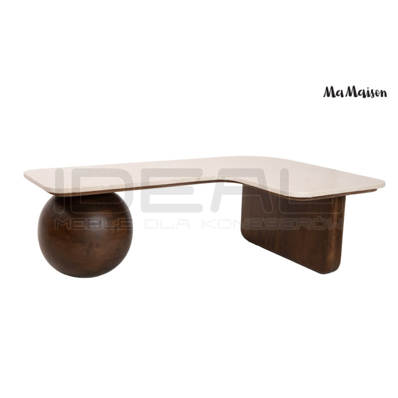 Stolik kawowy Osaka 100 – marmur i drewno mango | Ideal Meble