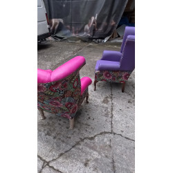 Fotel Uszak Chesterfield Lord Regent | Skóra naturalna i żakard |
