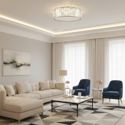 Plafon glamour Magia złoty z kryształami K9 40 cm | Ideal Meble