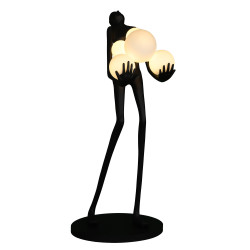 Lampa podłogowa WOMAN – czarna figura kobiety z kulami