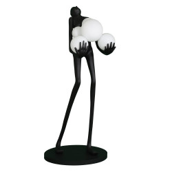 Lampa podłogowa WOMAN – czarna figura kobiety z kulami