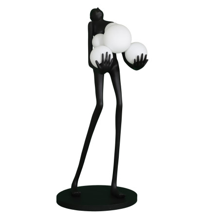 Lampa podłogowa WOMAN – czarna figura kobiety z kulami