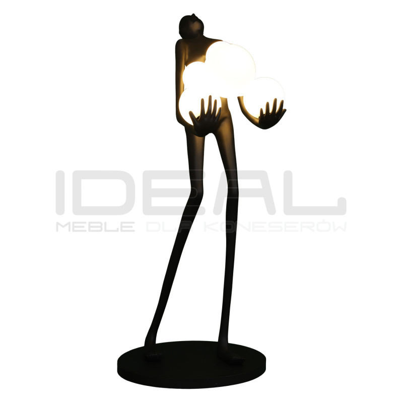 Lampa podłogowa WOMAN – czarna figura kobiety z kulami