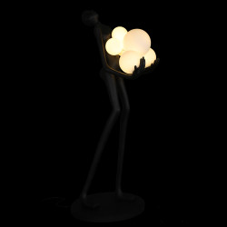 Lampa podłogowa WOMAN – czarna figura kobiety z kulami