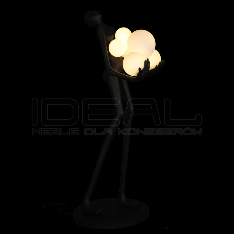 Lampa podłogowa WOMAN – czarna figura kobiety z kulami