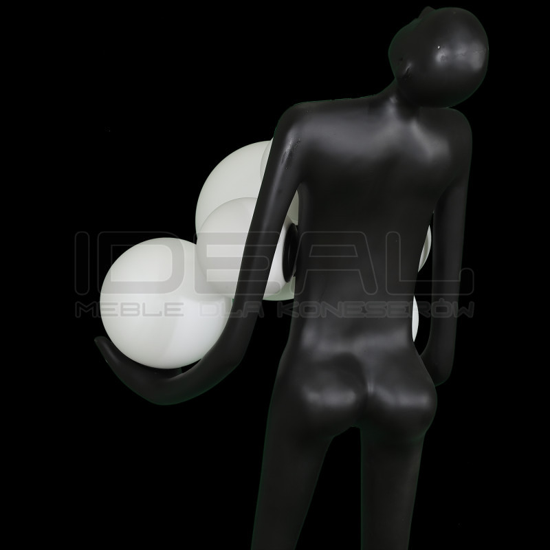 Lampa podłogowa WOMAN – czarna figura kobiety z kulami