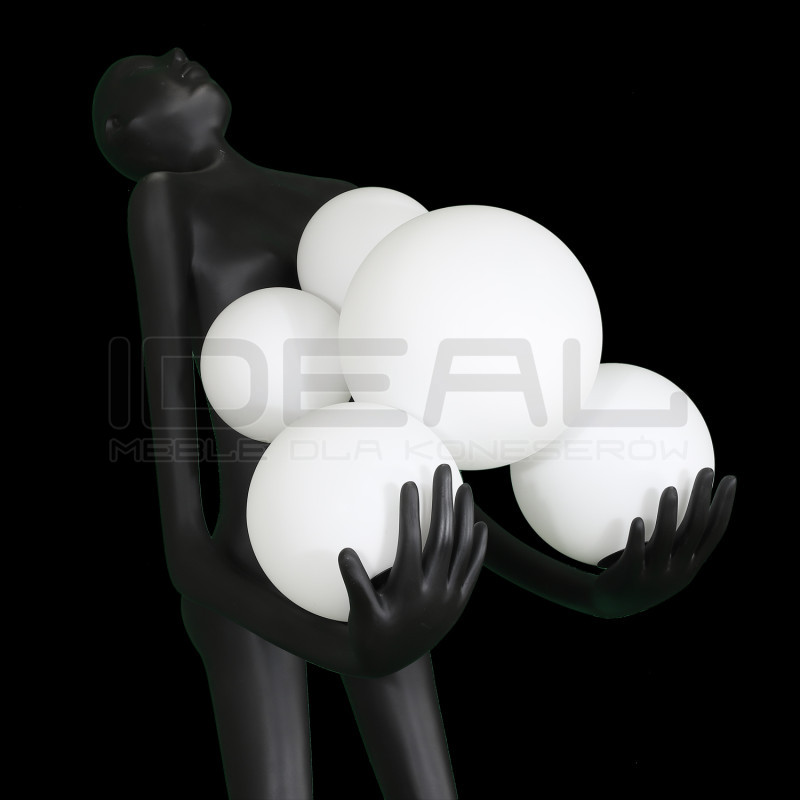 Lampa podłogowa WOMAN – czarna figura kobiety z kulami