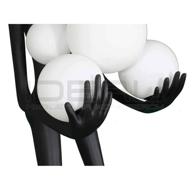 Lampa podłogowa WOMAN – czarna figura kobiety z kulami