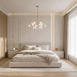 Lampa wisząca CHIC-6 złoto-biała Ø 90 cm | Ideal Meble