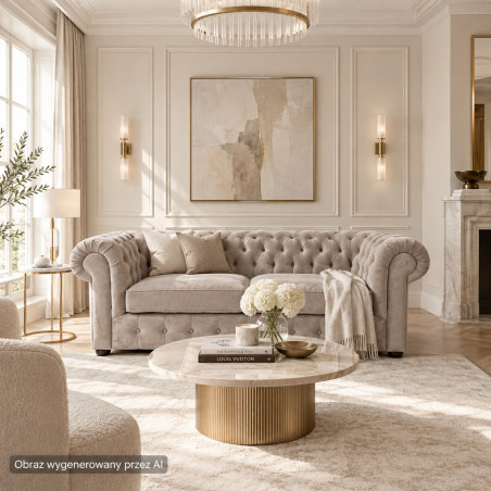 Pikowana Sofa Chesterfield March z funkcją spania 3 os.