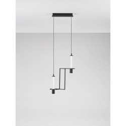 NEXO 2 – czarna lampa wisząca LED z ryflowanym szkłem