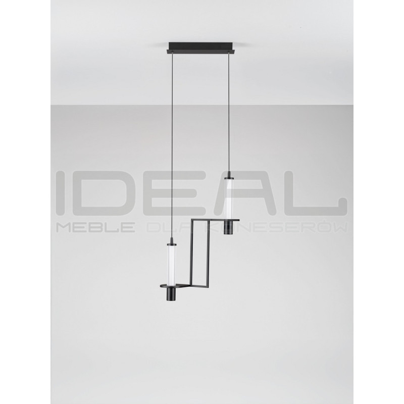 NEXO 2 – czarna lampa wisząca LED z ryflowanym szkłem