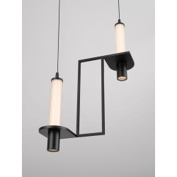 NEXO 2 – czarna lampa wisząca LED z ryflowanym szkłem