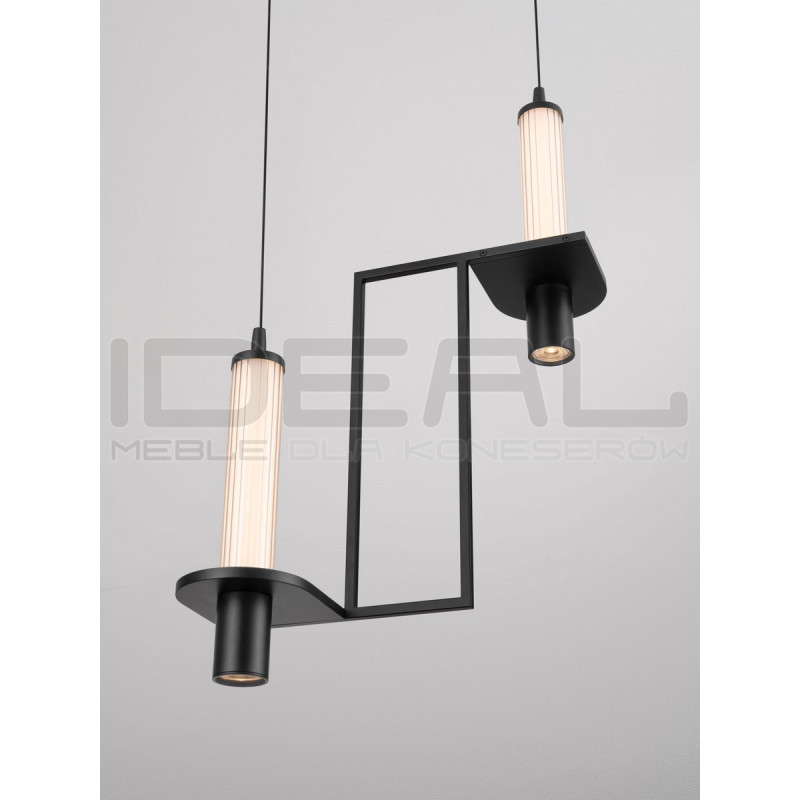 NEXO 2 – czarna lampa wisząca LED z ryflowanym szkłem