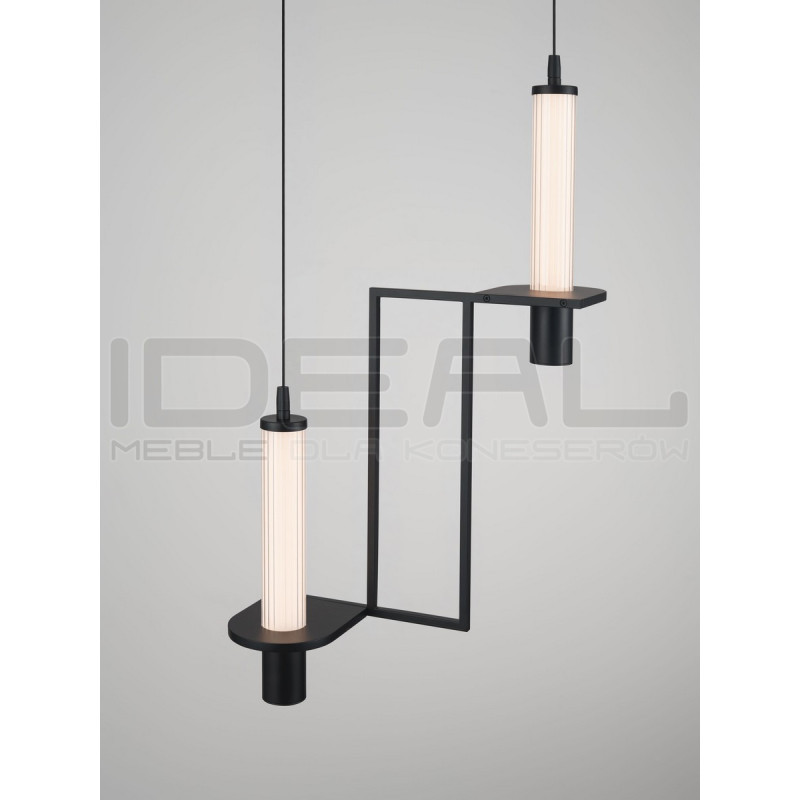 NEXO 2 – czarna lampa wisząca LED z ryflowanym szkłem