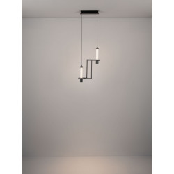 NEXO 2 – czarna lampa wisząca LED z ryflowanym szkłem