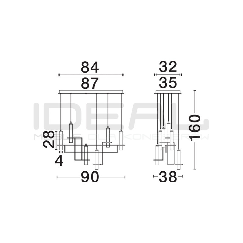 NEXO 6 – czarna lampa wisząca LED 90 cm| Ideal Meble
