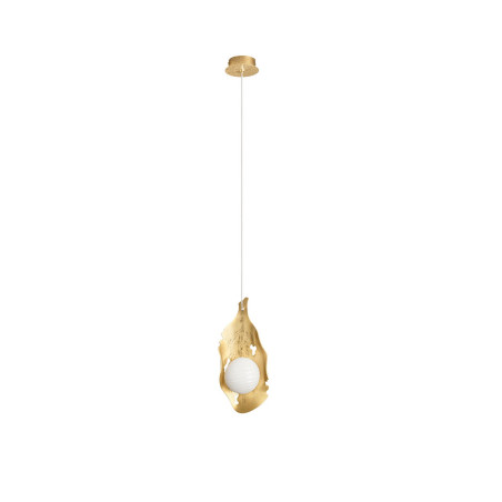 Lampa wisząca Golden Petals – złoto i opalowe szkło