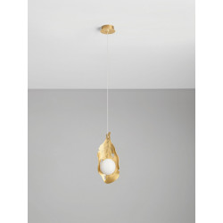 Lampa wisząca Golden Petals – złoto i opalowe szkło