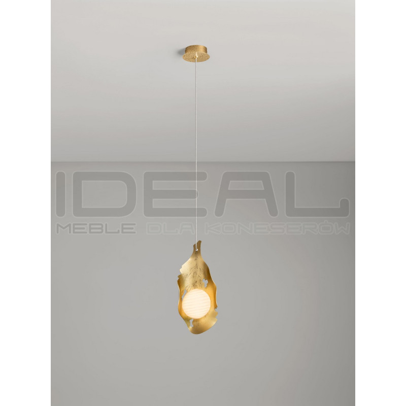 Lampa wisząca Golden Petals – złoto i opalowe szkło