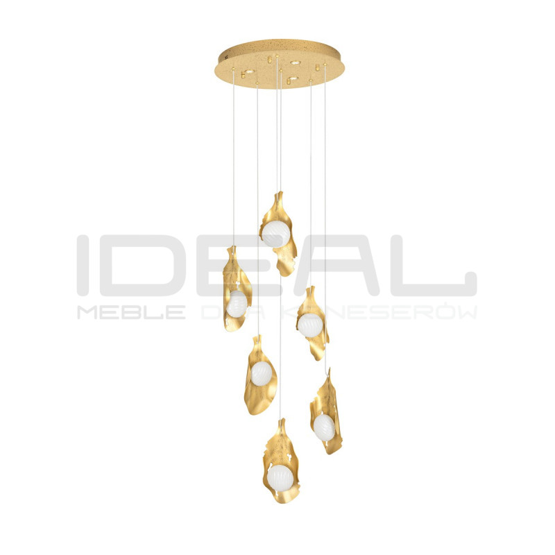 Lampa wisząca Golden Petals 6 – złota lampa LED