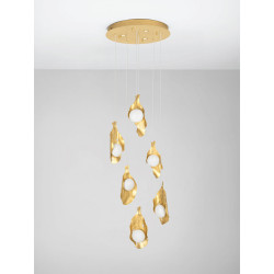 Lampa wisząca Golden Petals 6 – złota lampa LED