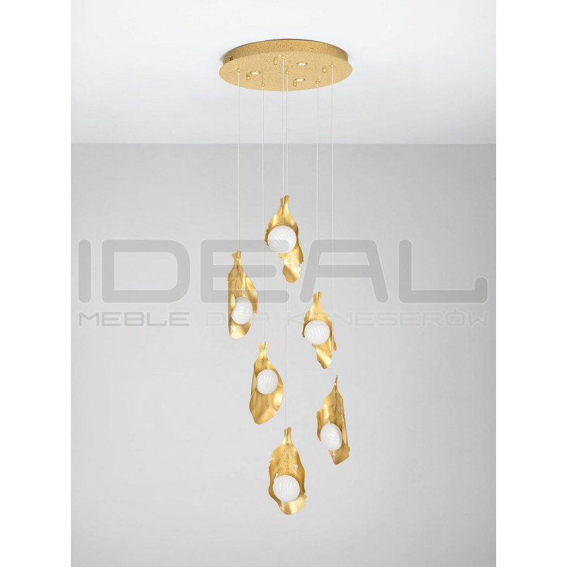 Lampa wisząca Golden Petals 6 – złota lampa LED