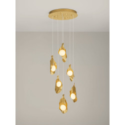 Lampa wisząca Golden Petals 6 – złota lampa LED