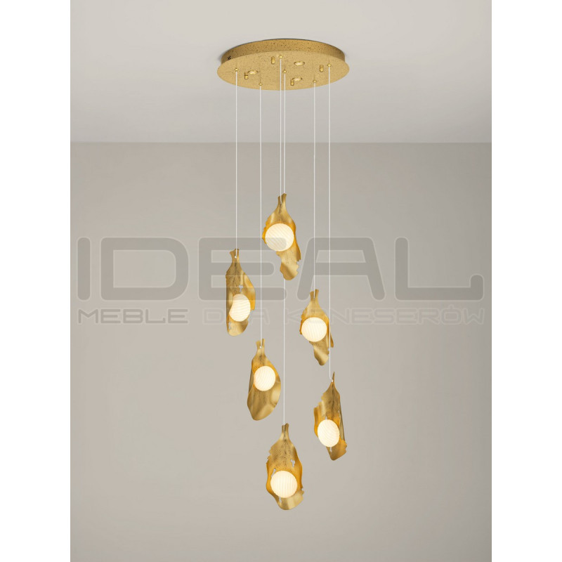 Lampa wisząca Golden Petals 6 – złota lampa LED