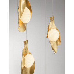 Lampa wisząca Golden Petals 6 – złota lampa LED