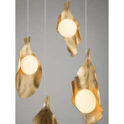 Lampa wisząca Golden Petals 6 – złota lampa LED