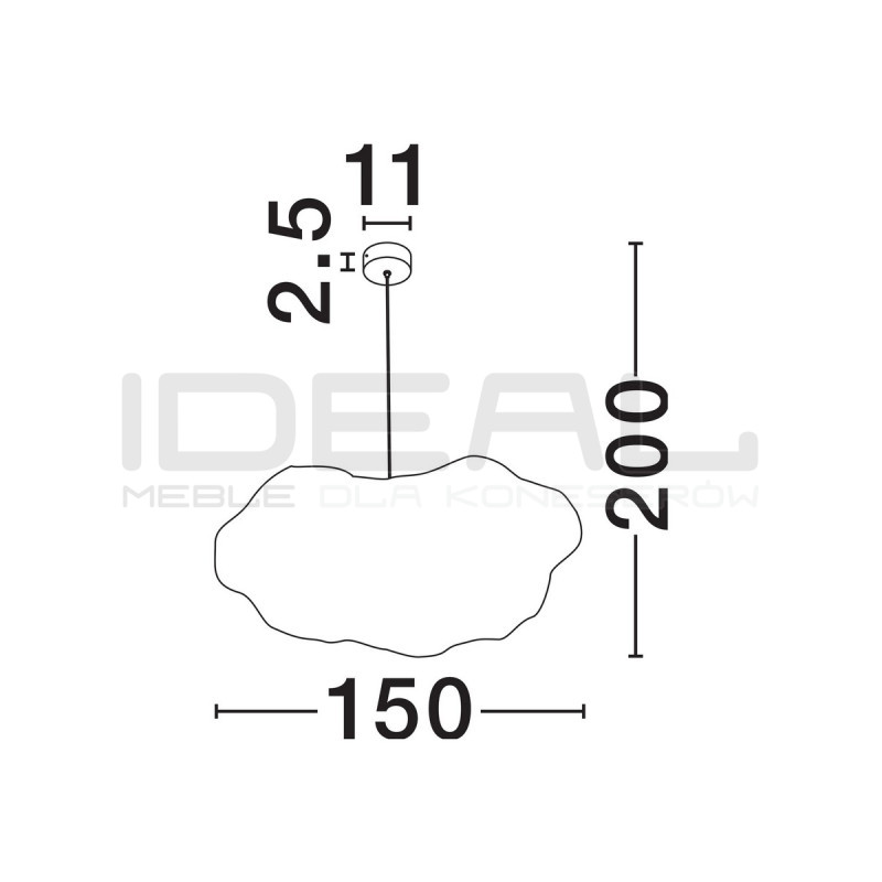 Lampa wisząca Chmurka 150 cm – duża lampa tekstylna
