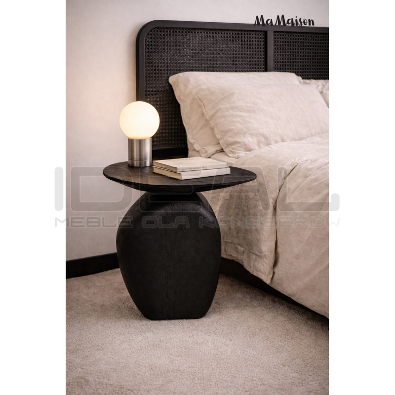 Stolik Atlas czarny 46 cm – nowoczesny stolik z drewna mango