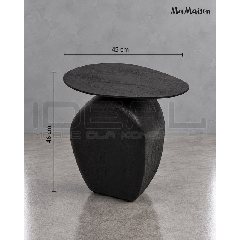 Stolik Atlas czarny 46 cm – nowoczesny stolik z drewna mango