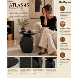 Stolik Atlas czarny 46 cm – nowoczesny stolik z drewna mango