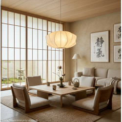 Nowoczesna lampa z tkaniny SILK V-shape – styl azjatycki