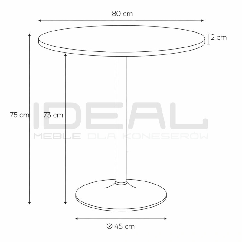 Czarny okrągły stół 80 cm na jednej nodze Tulp | IdealMeble