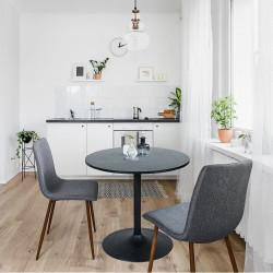 Czarny okrągły stół 80 cm na jednej nodze Tulp | IdealMeble