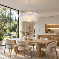 Lampa wisząca Peony 90 cm biała – kwiatowy klosz