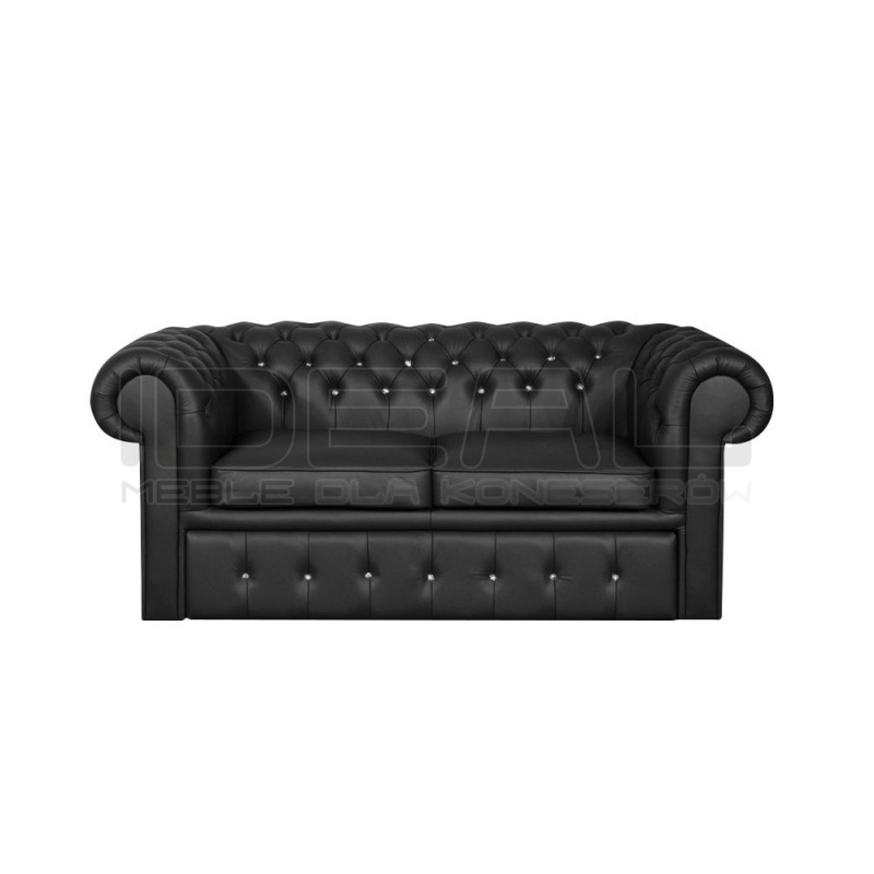 Sofa Chesterfield Classic z kryształkami skóra Plus rozkładana