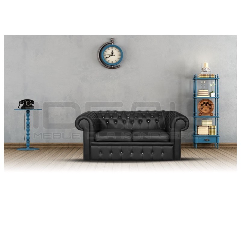 Sofa Chesterfield Classic z kryształkami skóra Plus rozkładana