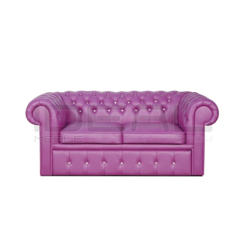 Sofa Chesterfield Classic z kryształkami skóra Plus rozkładana