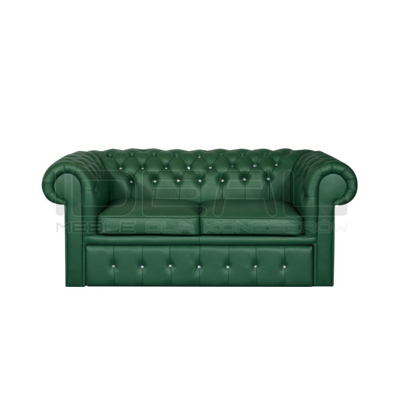 Sofa Chesterfield Classic z kryształkami skóra Plus rozkładana