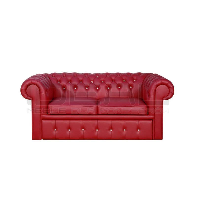 Sofa Chesterfield Classic z kryształkami skóra Plus rozkładana
