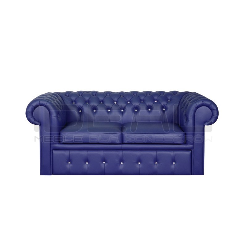 Sofa Chesterfield Classic z kryształkami skóra Plus rozkładana
