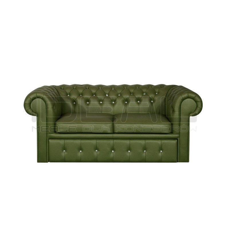 Sofa Chesterfield Classic z kryształkami skóra Plus rozkładana