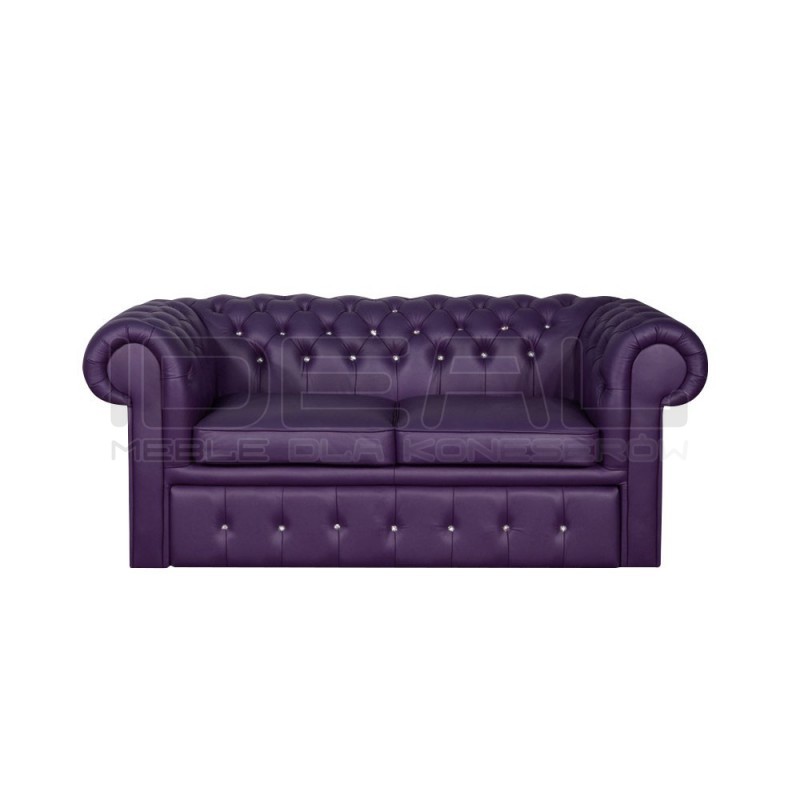 Sofa Chesterfield Classic z kryształkami skóra Plus rozkładana