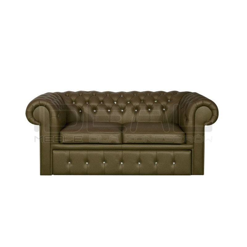 Sofa Chesterfield Classic z kryształkami skóra Plus rozkładana