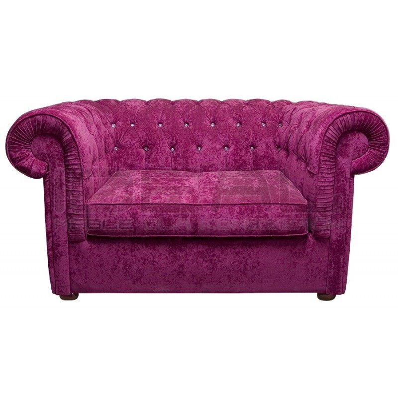 Pikowana Sofa Chesterfield March z kryształkami 2 os.